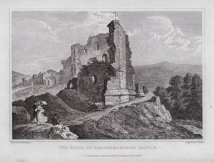 Ruinerne af Knaresborough Castle (gravering) af Nathaniel (after) Whittock