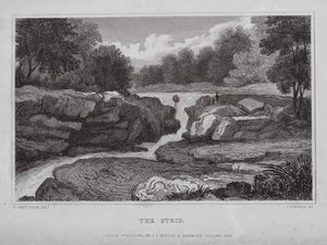The Strid (gravering) af Nathaniel (after) Whittock