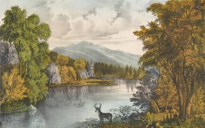 Moosehead Lake, Maine, 1857-72., 1857-72. Skabere: Nathaniel Currier, James Merritt Ives, Currier og Ives. af Currier and Ives