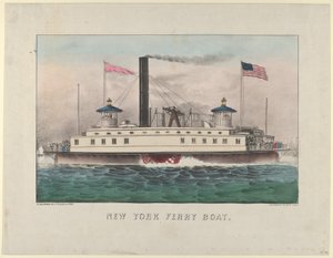 New York færgebåd, ca. 1860-65., ca. 1860-65. Skabere: Nathaniel Currier, James Merritt Ives, Currier og Ives. af Currier and Ives