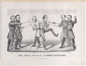 The True Peace Commissioners, 1865., 1865. Skabere: Nathaniel Currier, James Merritt Ives, Currier og Ives. af Currier and Ives