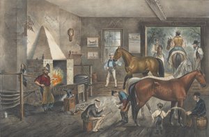 Trotting Cracks at the Forge, 1869., 1869. Skabere: Nathaniel Currier, James Merritt Ives, Currier og Ives. af Currier and Ives