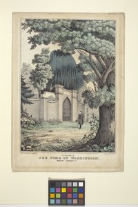 Lafayette At The Tomb Of Washington (håndfarvet litografi) af Nathaniel Currier