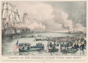 Landgang af de amerikanske styrker under genl. Scott: Hos Vera Cruz den 9. marts 1847 af Nathaniel Currier