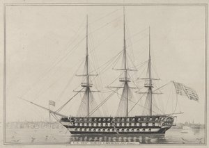 U. S. skib North Carolina, 102 kanoner, 1843., 1843. af Nathaniel Currier