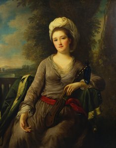 Portræt af en dame, menes at være fru Wells af Nathaniel Dance Holland