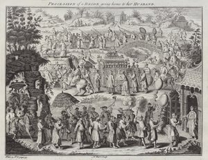 Procession af en brud, der går hjem til sin mand