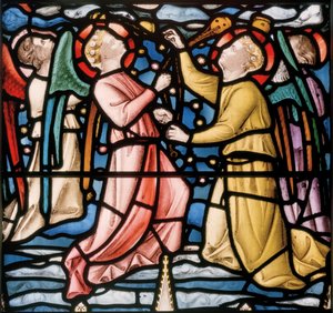 Three Censing Angels, detalje fra Christ In Majesty, ca. 1863 (farvet glas)