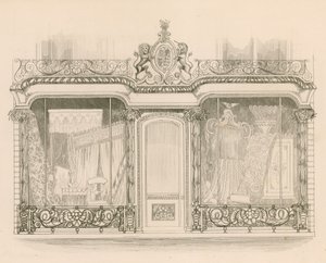 Butiksfront for Mrs Saunders og Woodley, Polsterere, Regent Street, London
