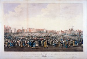 Smithfield Market, West Smithfield, City of London, c1825. af Nathaniel Whittock