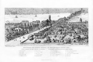 Southwark og London Bridge, som de så ud omkring 1546, c1860.