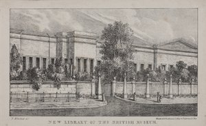 Udsigt over det nye bibliotek på British Museum, ca. 1830 (litho) af Nathaniel Whittock