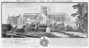 Den sydøstlige udsigt over Brecknock Priory, 1741
