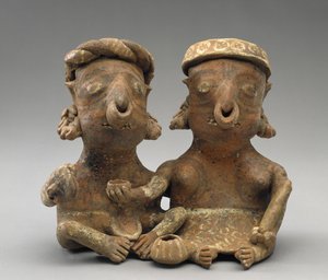 Sammenlagt ægtepar, 300 BC-AD 300 (lertøj med slip)
