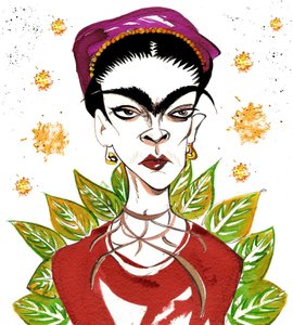 Frida Kahlo (blæk) af Neale Osborne