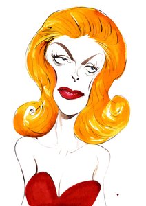 Julie London amerikansk sangerinde og skuespillerinde (1926-2000); farve karikatur, 2015 af Neale Osborne