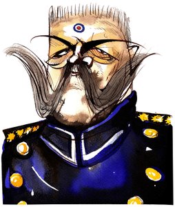 Paul von Hindenburg - Polskfødt, tysk general og præsident (1847-1934); karikatur i farver af Neale Osborne