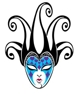 kvindelig Jester-maske, 2023 (digital) af Neale Osborne
