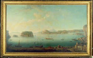 Udsigt over kysten nær Napoli med øerne Nisida, Procida, Ischia og Capri, ca. 1780