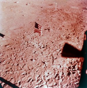 Amerikansk flag på månen, Apollo 11 mission, juli 1969.