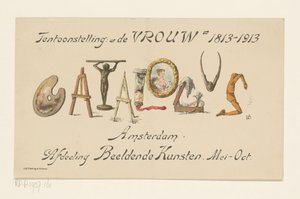 Annoncekort for udstillingen De Vrouw, 1813-1913 (titel på objekt) af Nelly Bodenheim (signed by artist)