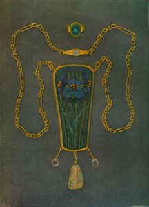 En halskæde i guld, emalje og ædelsten, c1901 af Nelson Ethelred Dawson