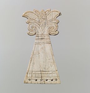 Indhugget hestefrontlet udskåret i form af et blomstrende, volut palmettræ, 9.-8. århundrede f.Kr. (elfenben) af Neo Assyrian