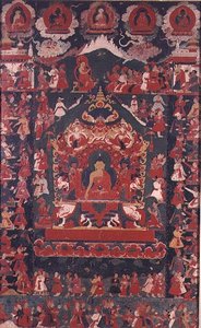 Buddha indvier praksis med at modtage almisser, fra 