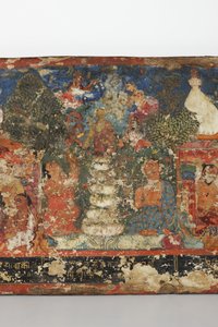 Detalje fra et buddhistisk manuskriptomslag (ugennemsigtig akvarel på træ) af Nepalese School
