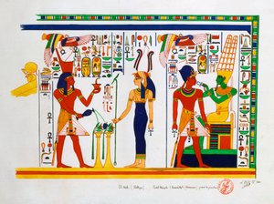 Vægmaleri fra El-Kab, Egypten, 1841 af Nestor l