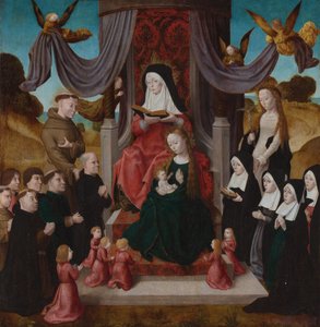Jomfruen og barnet med den hellige Anne Anna Selbdritt, de hellige Francis, Lidwina og donorer, ca. 1490-1