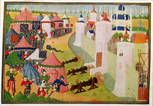 Harl 4379 f.83v Angreb på pirathøjborgen i Nordafrika (Mahedia) fra 