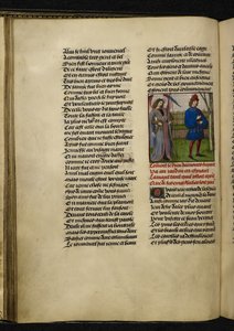 Harley MS 4425 f.18v Amors (Kærlighedens Gud) og L