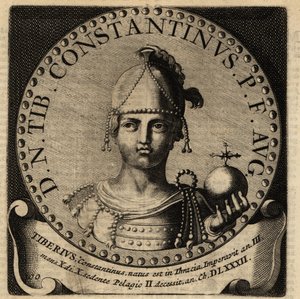 Portræt af den romerske kejser Tiberius II Konstantin. af Netherlandish School
