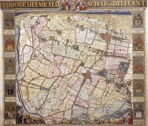 Vægkort over Delftland, 1712 af Netherlandish School