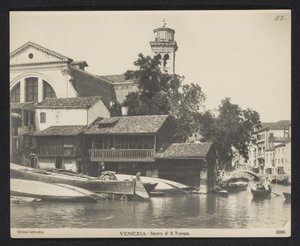 Udsigt over gondolværkstedet på Squero di San Trovaso i Venedig Venezia - Squero di S. Trovaso (titel på objekt)