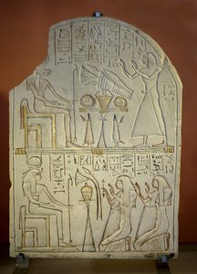 Art Egypt Stele de Penboui a Toueris og Isis Hathor (malet kalksten, nyt imperium af New Kingdom Egyptian