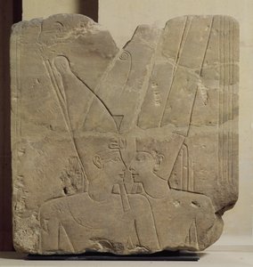 Guden Amon, der omfavner Ramses II, Karnak, ca. 1401-1213 f.Kr. (sandsten)