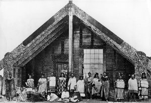 Maori Runanga eller mødehus, ca. 1863-80