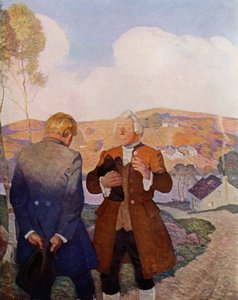 Illustration til Kidnapped af Robert Louis Stevenson (farve litho) af Newell Convers (after) Wyeth