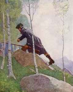 Illustration til Kidnapped af Robert Louis Stevenson (farve litho) af Newell Convers (after) Wyeth