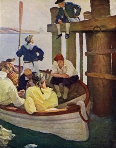 Illustration til Kidnapped af Robert Louis Stevenson (farve litho) af Newell Convers (after) Wyeth