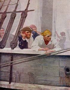 Illustration til Kidnapped af Robert Louis Stevenson (farve litho) af Newell Convers (after) Wyeth