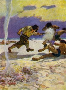 Illustration til Robinson Crusoe (farve litho)