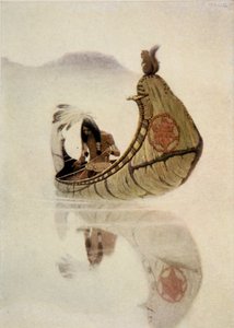 Frontispice fra The Song of Hiawatha af Henry Wadsworth Longfellow (1807-82), pub. af George G. Harrap und Company Ltd., 1911 (blød jordætsning) af Newell Convers Wyeth