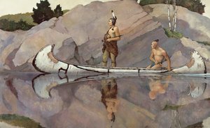 Indianere i en kano af Newell Convers Wyeth