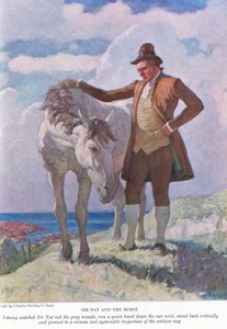 Sir Nat og hesten: Johnny så Sir Nat gnide den grå snude; stå tilbage og fortsæt til en minut og systematisk inspektion, 1928 af Newell Convers Wyeth