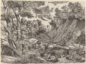 Sankt Hieronymus i ørkenen af Niccolò Boldrini after Titian