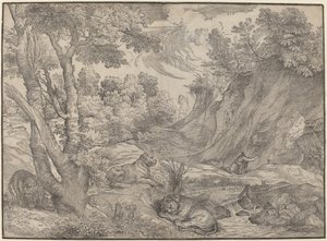 Sankt Hieronymus i ørkenen af Niccolò Boldrini after Titian
