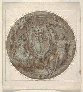 Design til en tondo med arme fra kardinal Giulio della Rovere af Niccolò Martinelli, called il Trometta